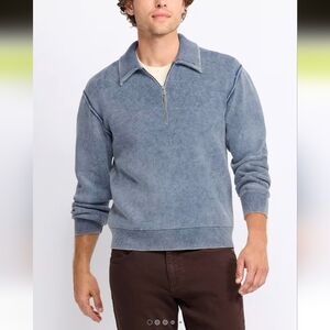Mason Row Acid Washed 1/4 Zip Sweater- XL